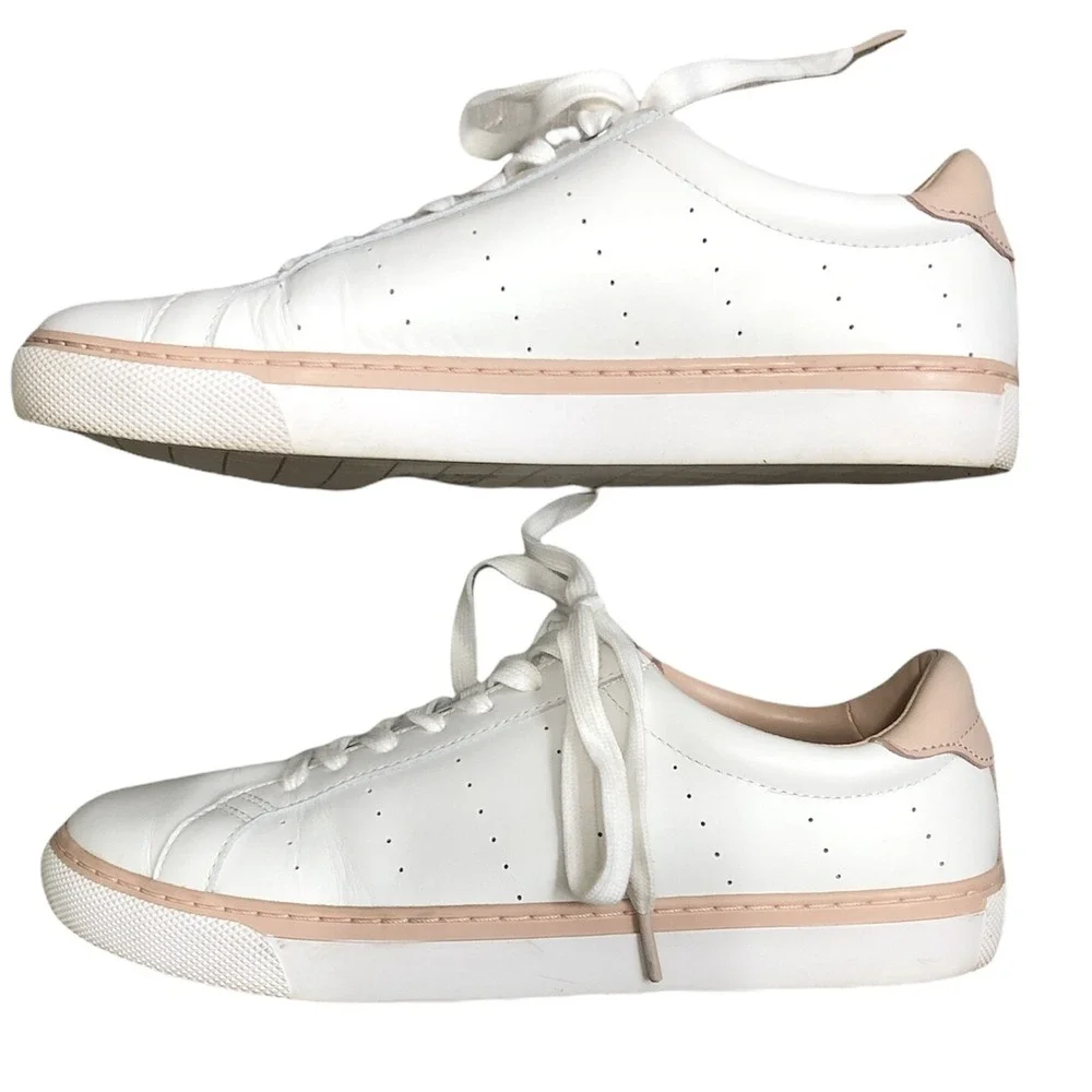 J.Crew Saturday Sneakers Leather white with pink details size 10‎